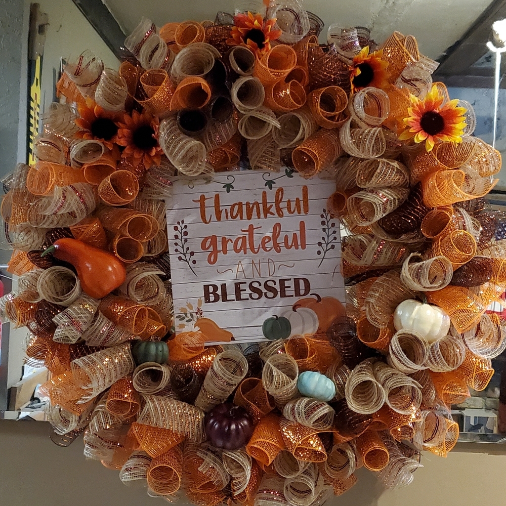 Fall deco mesh wreath